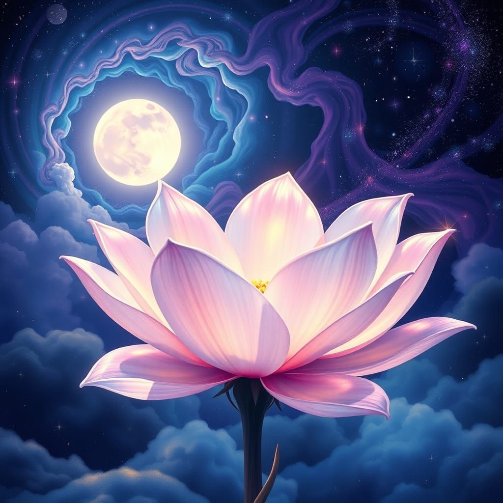 Dreamlike Bloom in Ethereal Moonlight
