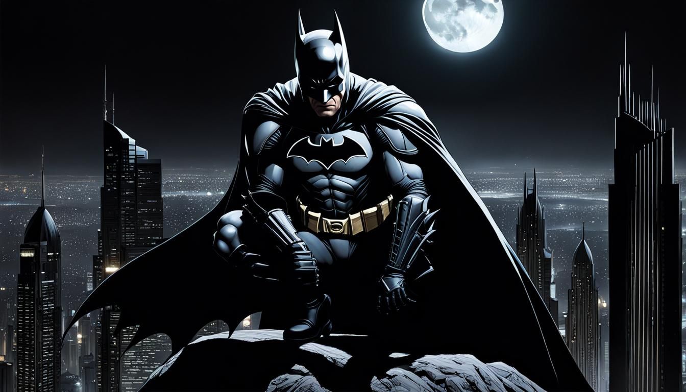Batman Moonlit Portrait in Hyperrealistic Horror Style