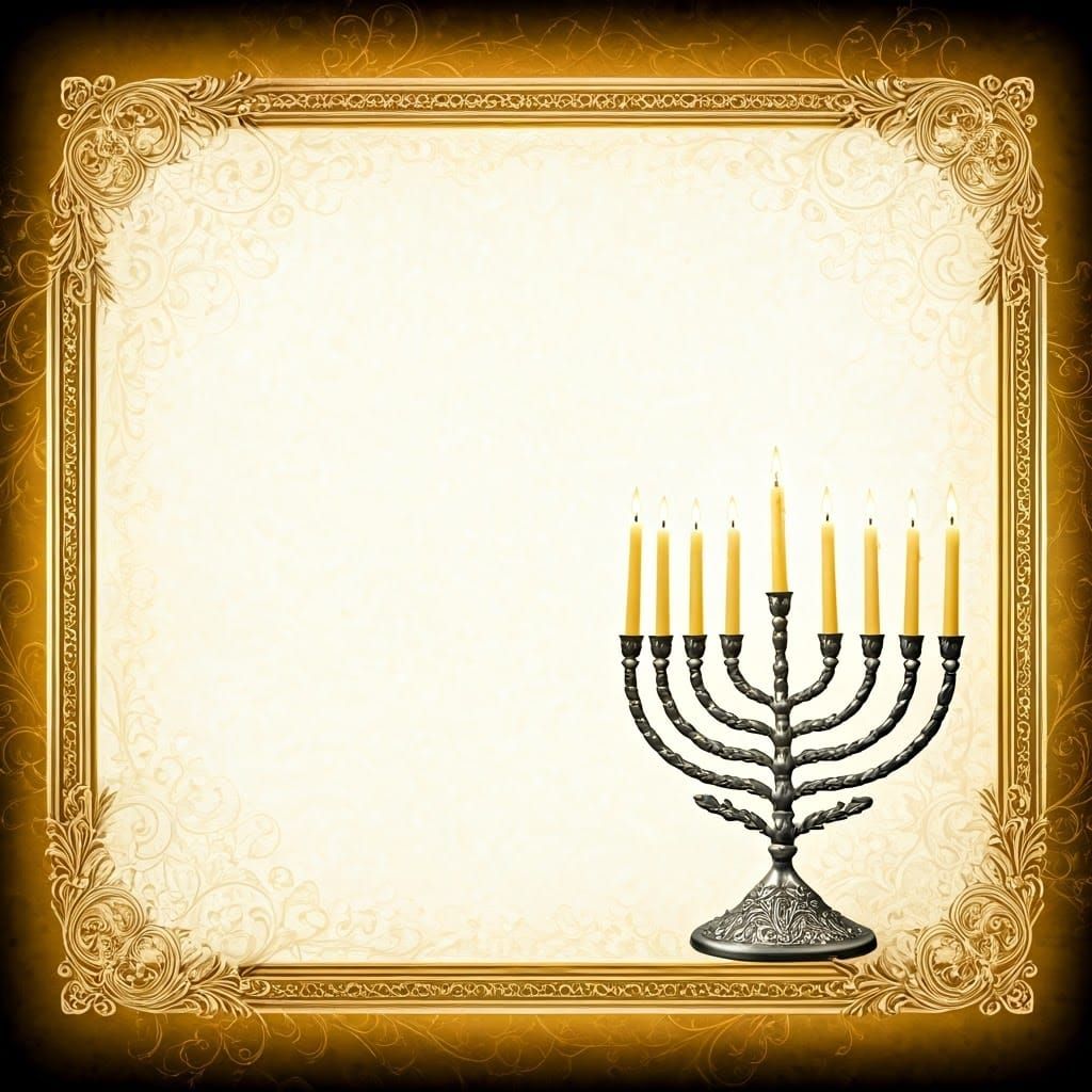 Golden Filigree Frame Surrounds Empty Page with Silver Menor...