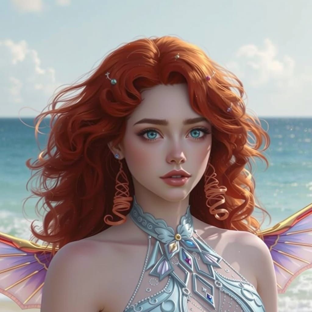 Ethereal Vampire Runs on Moonlit Beach in Anime-Realism Styl...