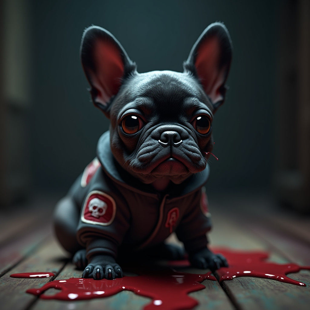French Bulldog as Saw Character in Anime Style