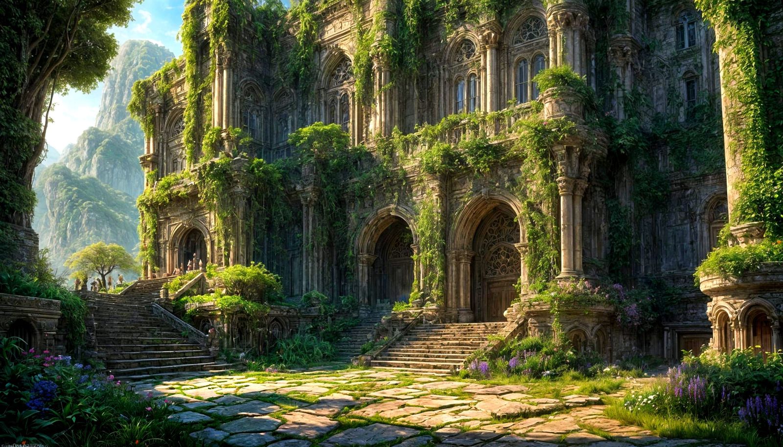 Colossal Abandoned Castle Bathed in Ethereal Light