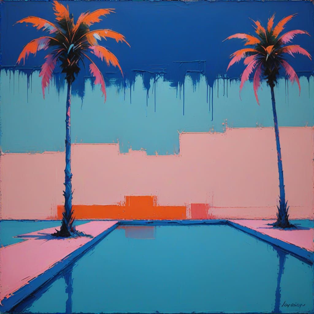 Rothko-Inspired Modern Art with Vibrant Tropical Landscape