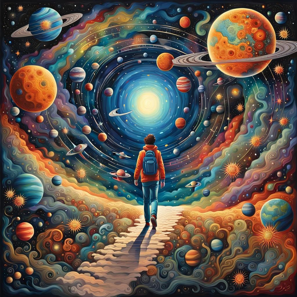 Sunset Woman in Surreal Floral Forest