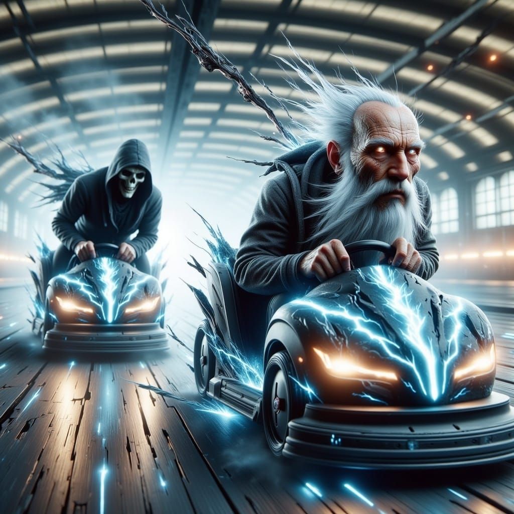 Bumper Car Chase Through Ominous Fog