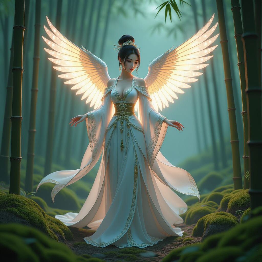 Chinese Angel in Bamboo Forest Concept Art