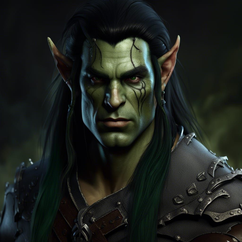 Handsome Half-Orc Young Man: Fantasy Concept Art