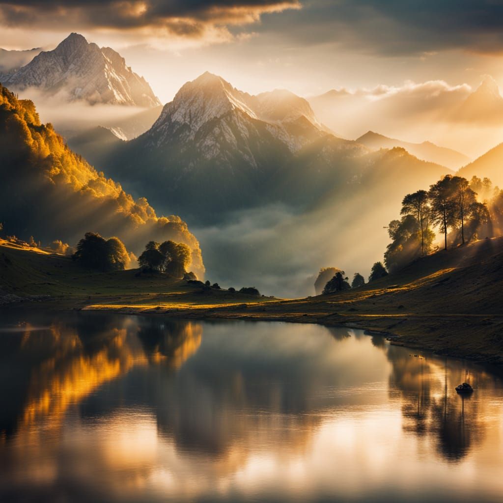 Breathtaking Mountain Landscape in Golden Light