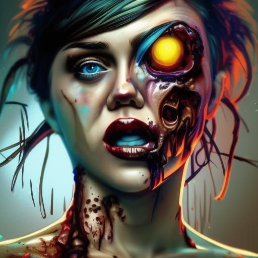 Zombie Miley Cyrus: Hyperdetailed Portrait Art