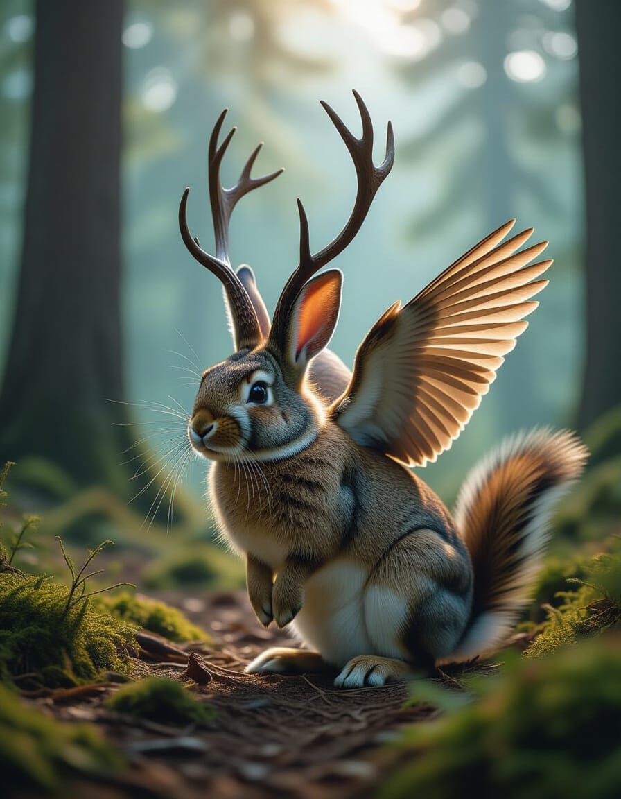 Cinematic Bavarian Wolpertinger Mythical Creature