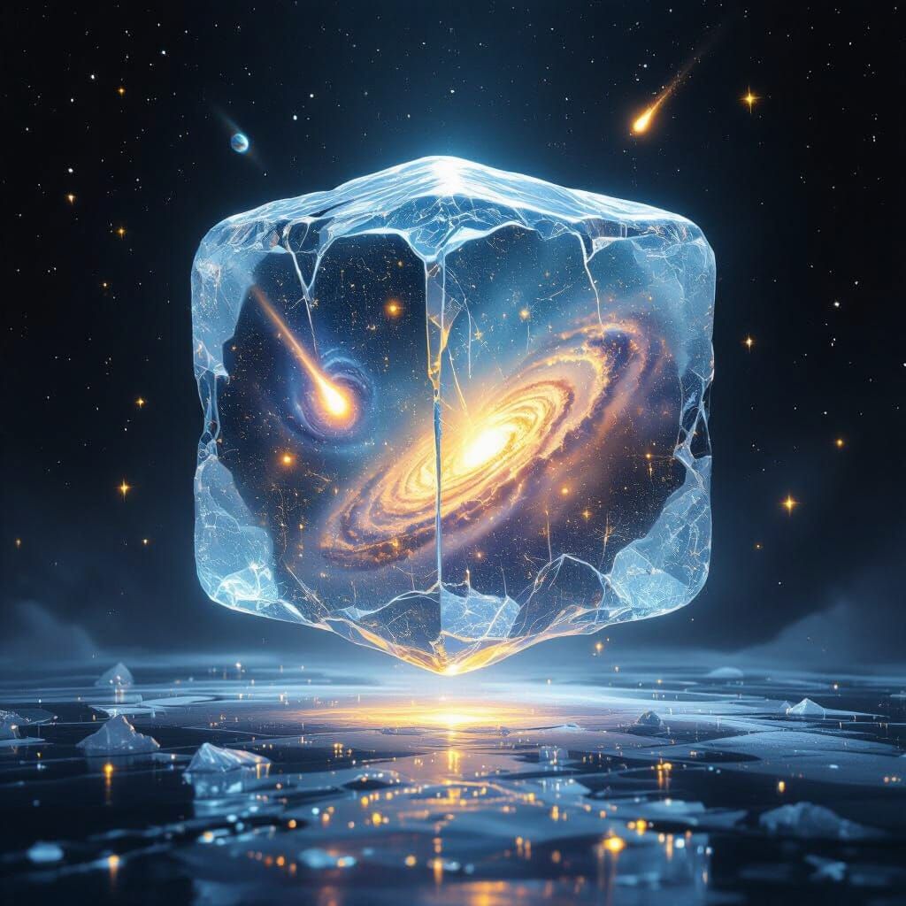 Ice Cube Containing Galaxies in Infinite Void
