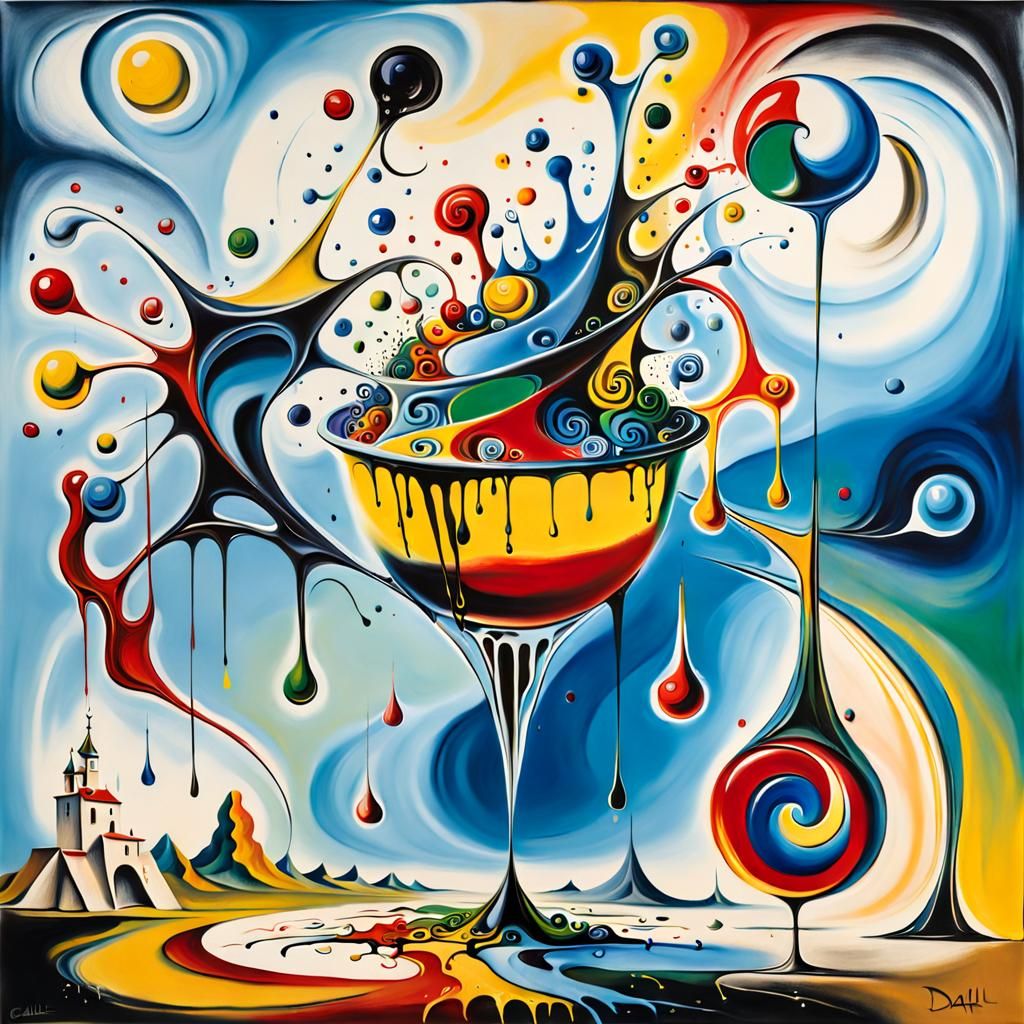Chaotic Swirls: A Surrealist Oil Painting