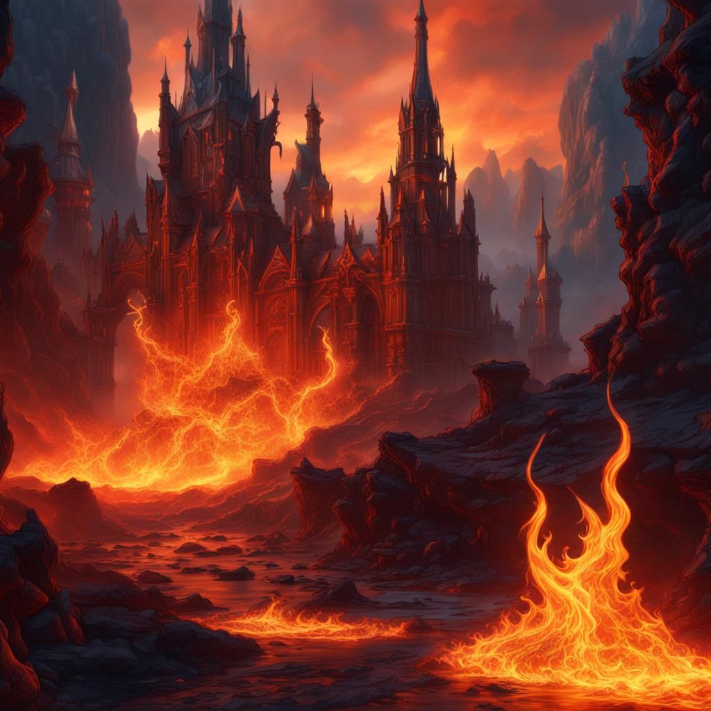 Detailed Flames Matte Painting in Deep Color