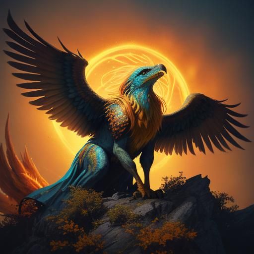 Blonde Tarot Phoenix Ascending in Flames: Cinematic Still