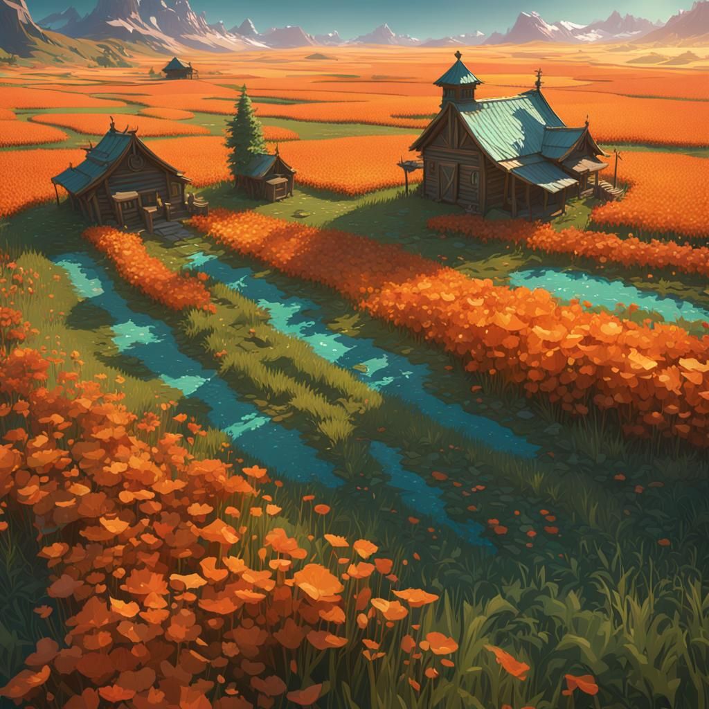 Plowed Fields in Peaceful Wilderness: 8K Concept Art