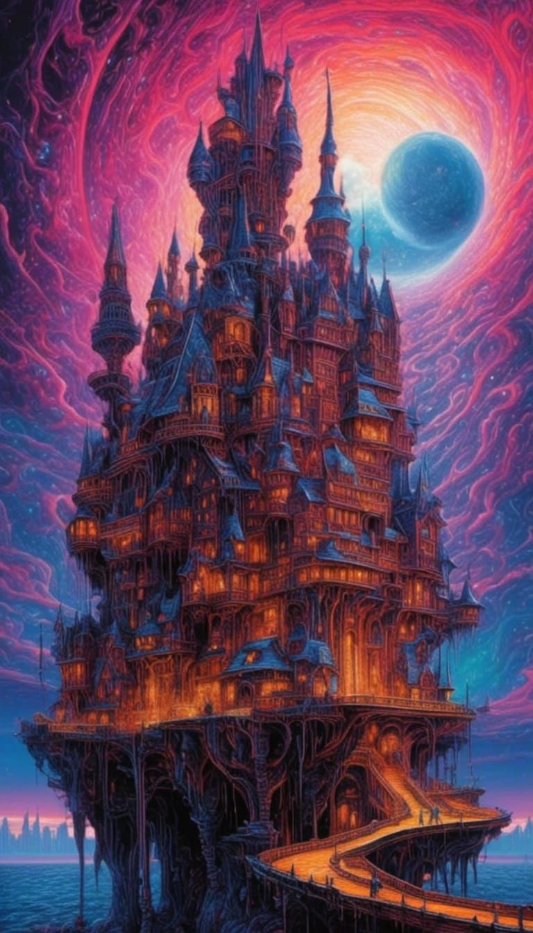 Psychedelic Horror Castle in Fairycore Style