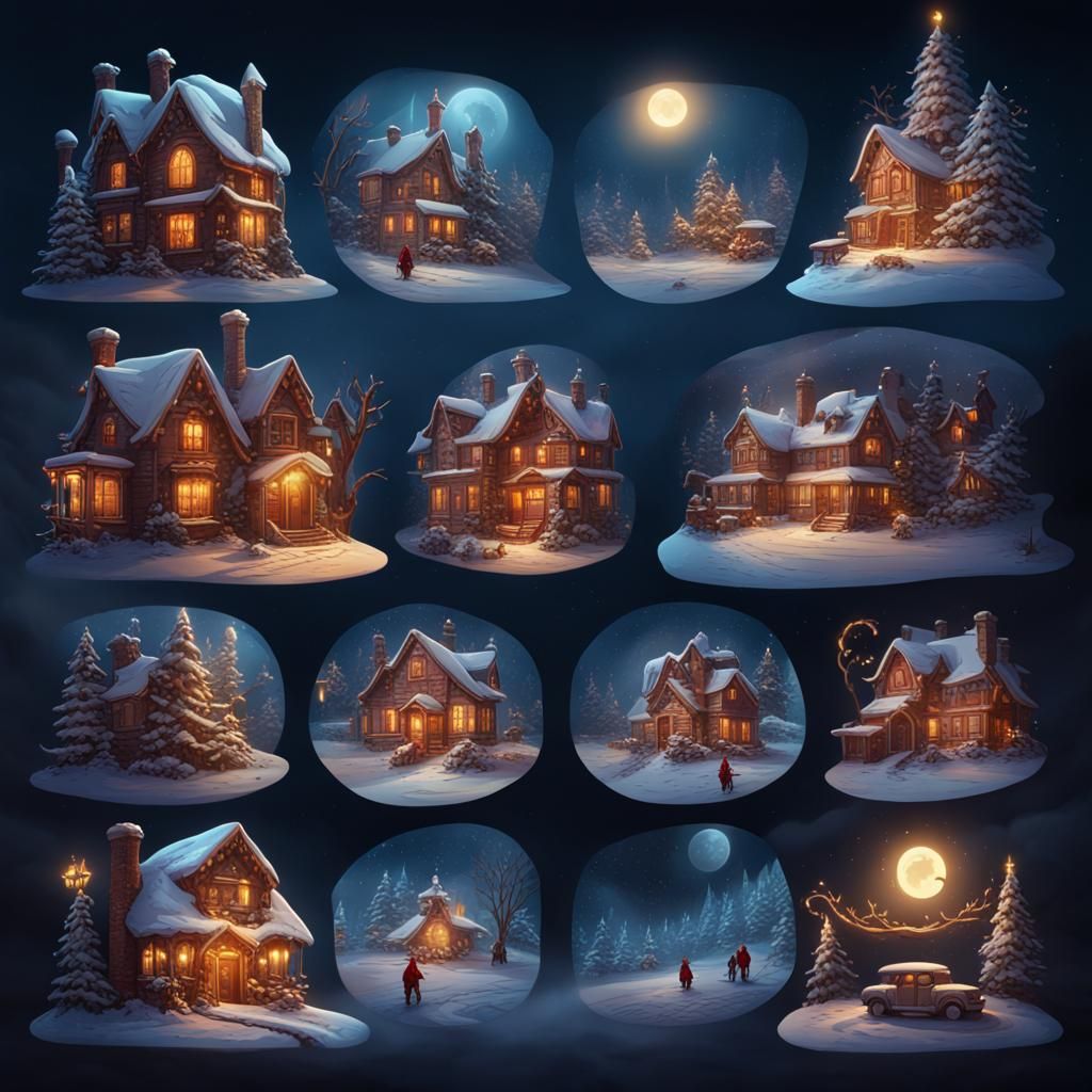 Night Before Christmas Graphic Art Stickers