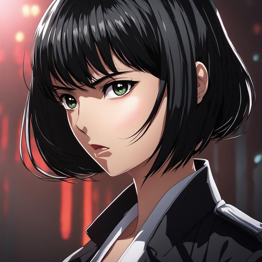 Anime Portrait of a Short-Haired Woman