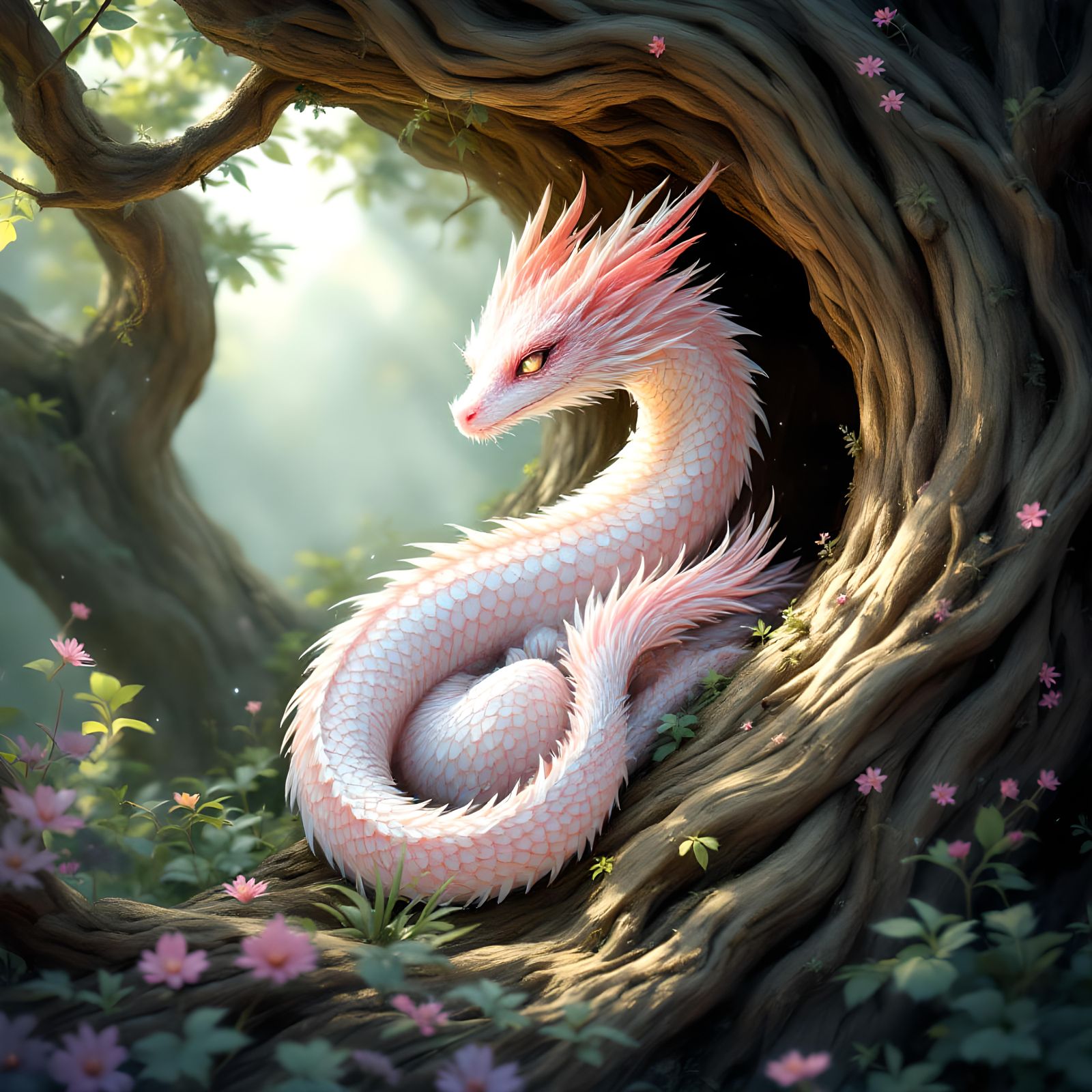 Iridescent Dragon Hatchling in Fantasy Illustration Style