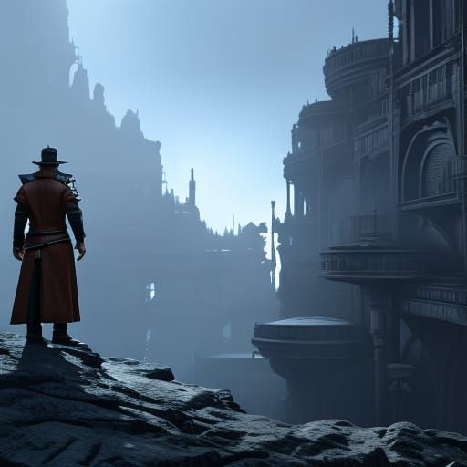 Detective in Shadow City: Fantasy Concept Art