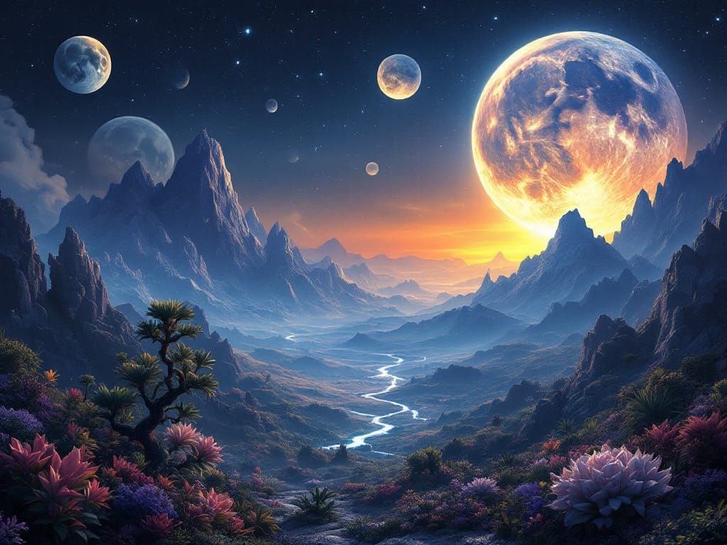 Luminous Moonlit Realm of Crystal Peaks