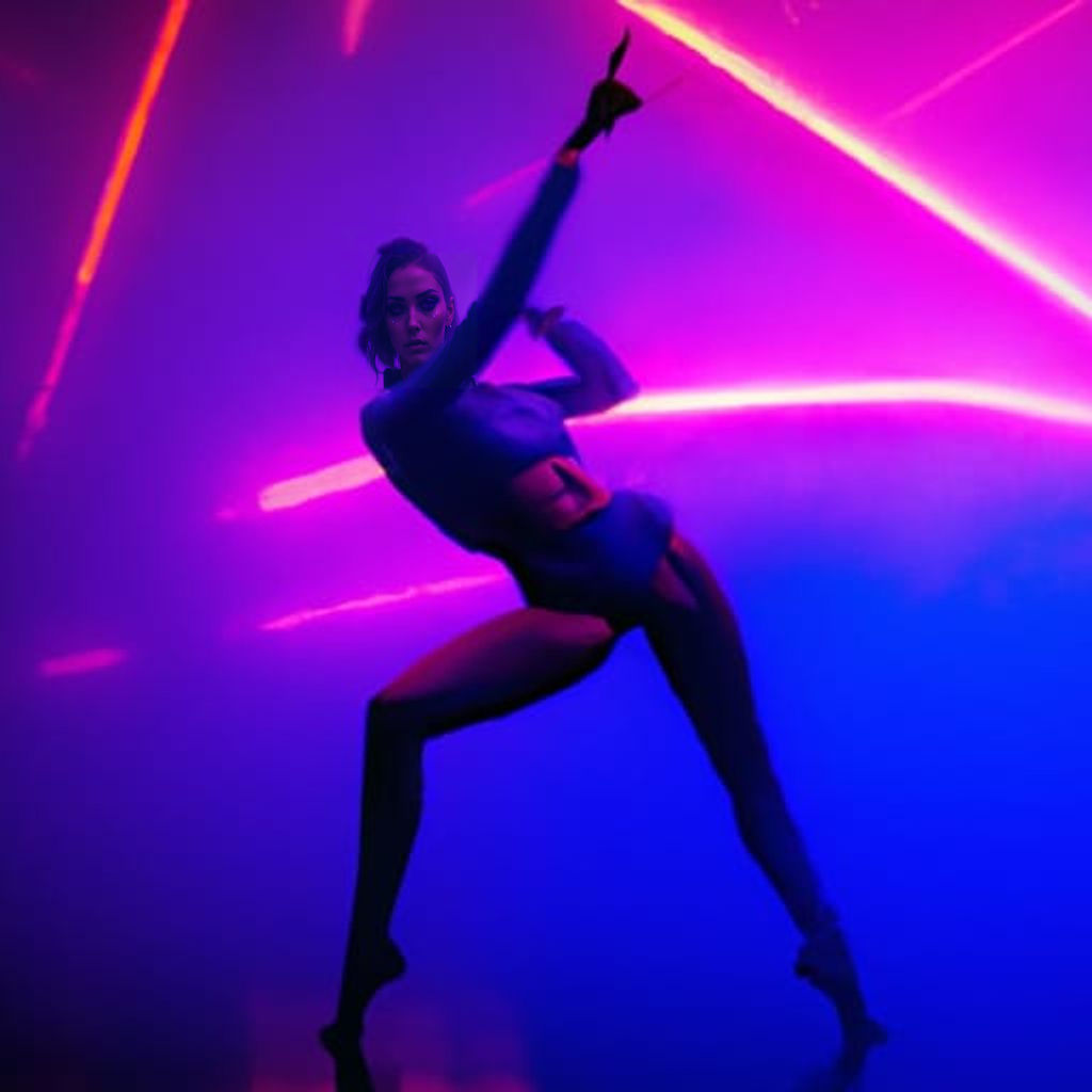 Cyberpunk Dancer in Neon Nightclub, Blade Runner Style