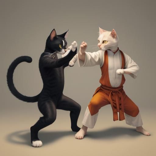 Cats Master Kung Fu in AI Generated Image
