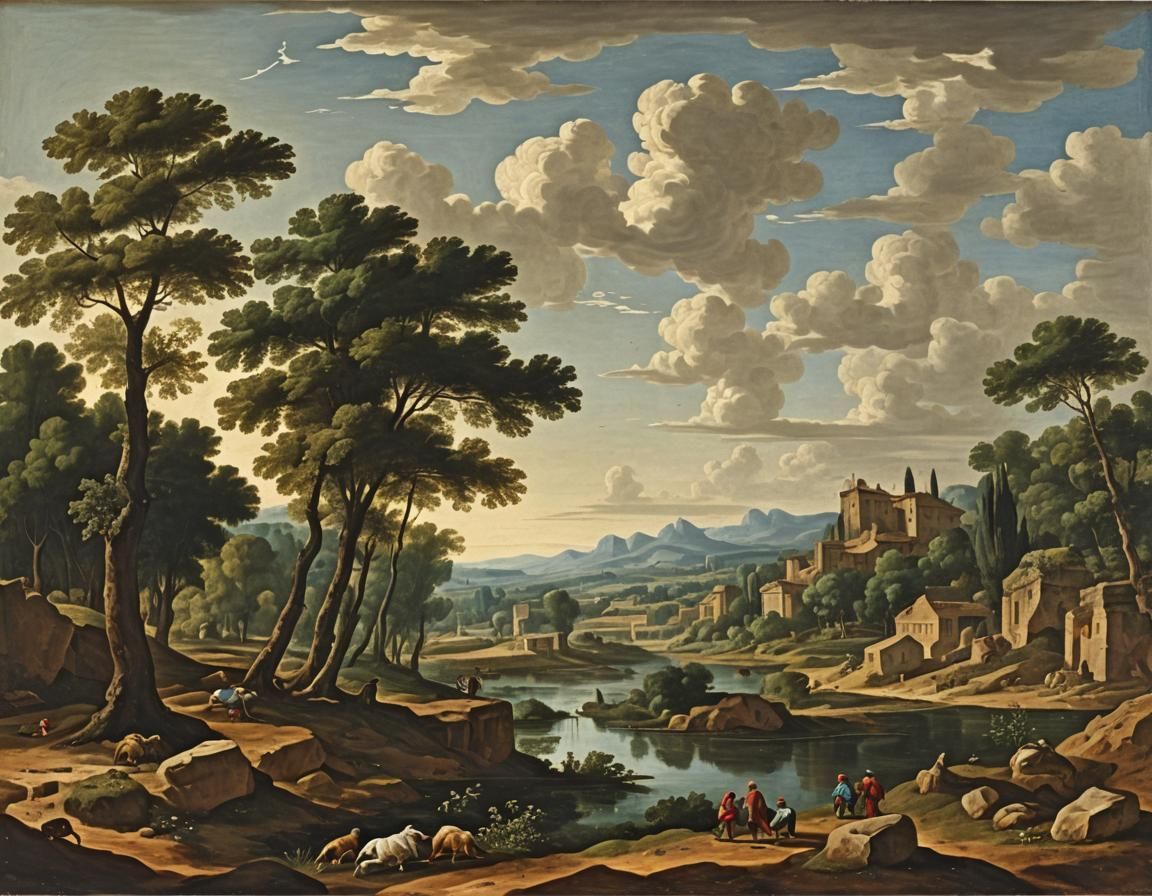 Steampunk Landscape in Neoclassical Style