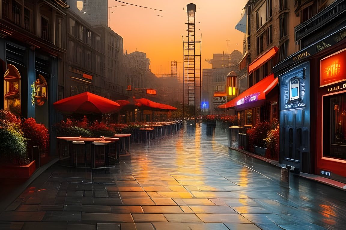 Cyborg Bartender in Blade Runner Pub, Digital Art