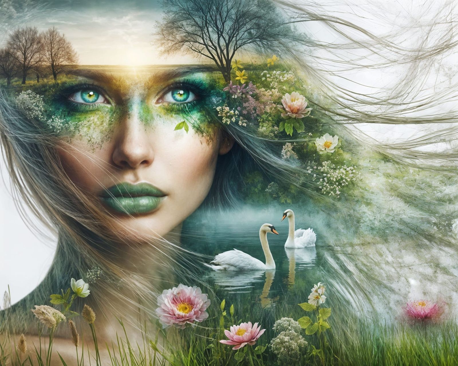 Mother Nature Double Exposure Spring Portrait