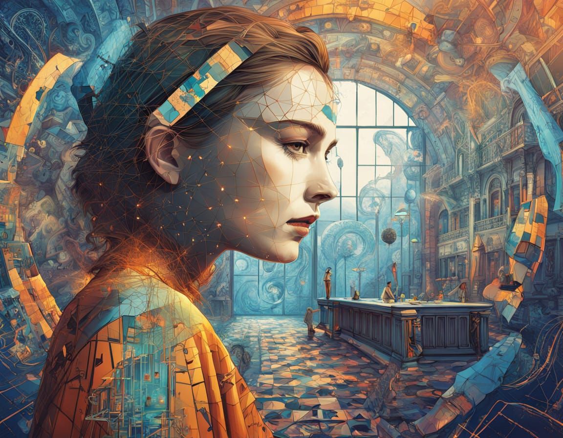 Surreal Math Goddess in Vibrant, Dreamlike Realm