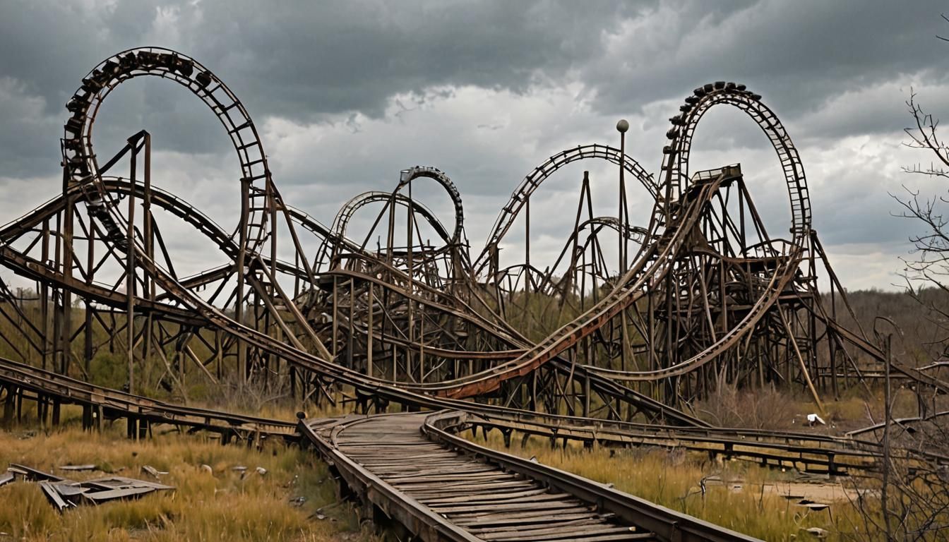 Post-Apocalyptic Amusement Park Relic in Cinematic Light