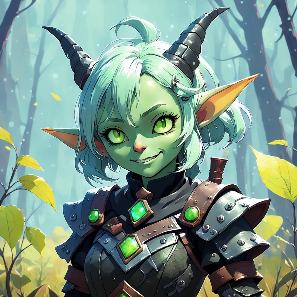 Waifu of Whimsy: Enchanting Goblin Maiden in Shimmering Fant...