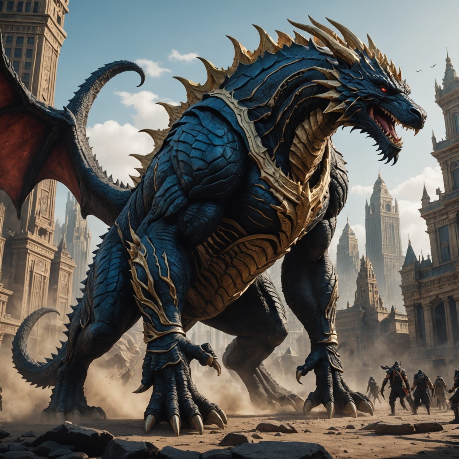 Anubis Godzilla Dragon: Detailed Matte Painting