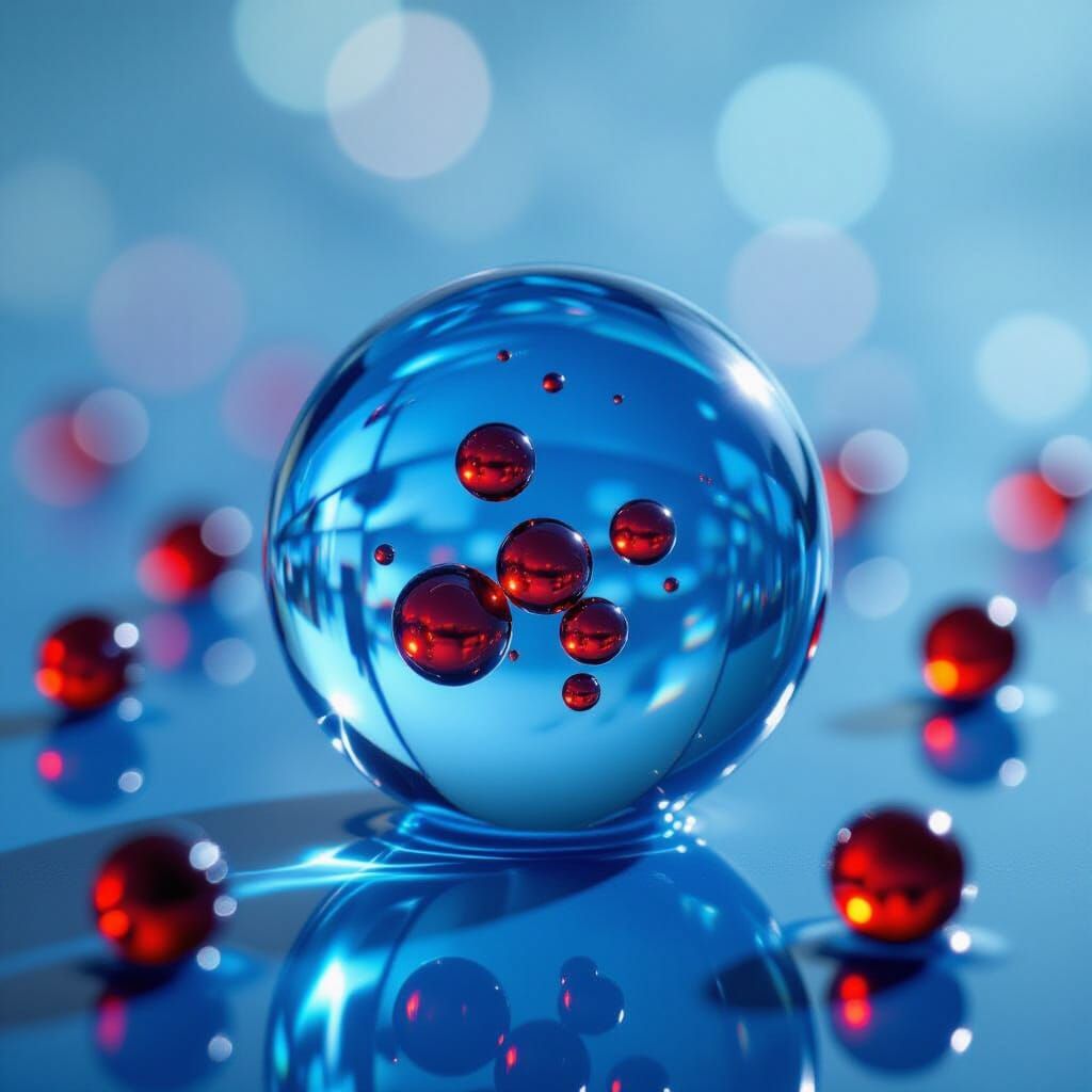 Hyper Detailed Blue Sphere Holding Red Spheres