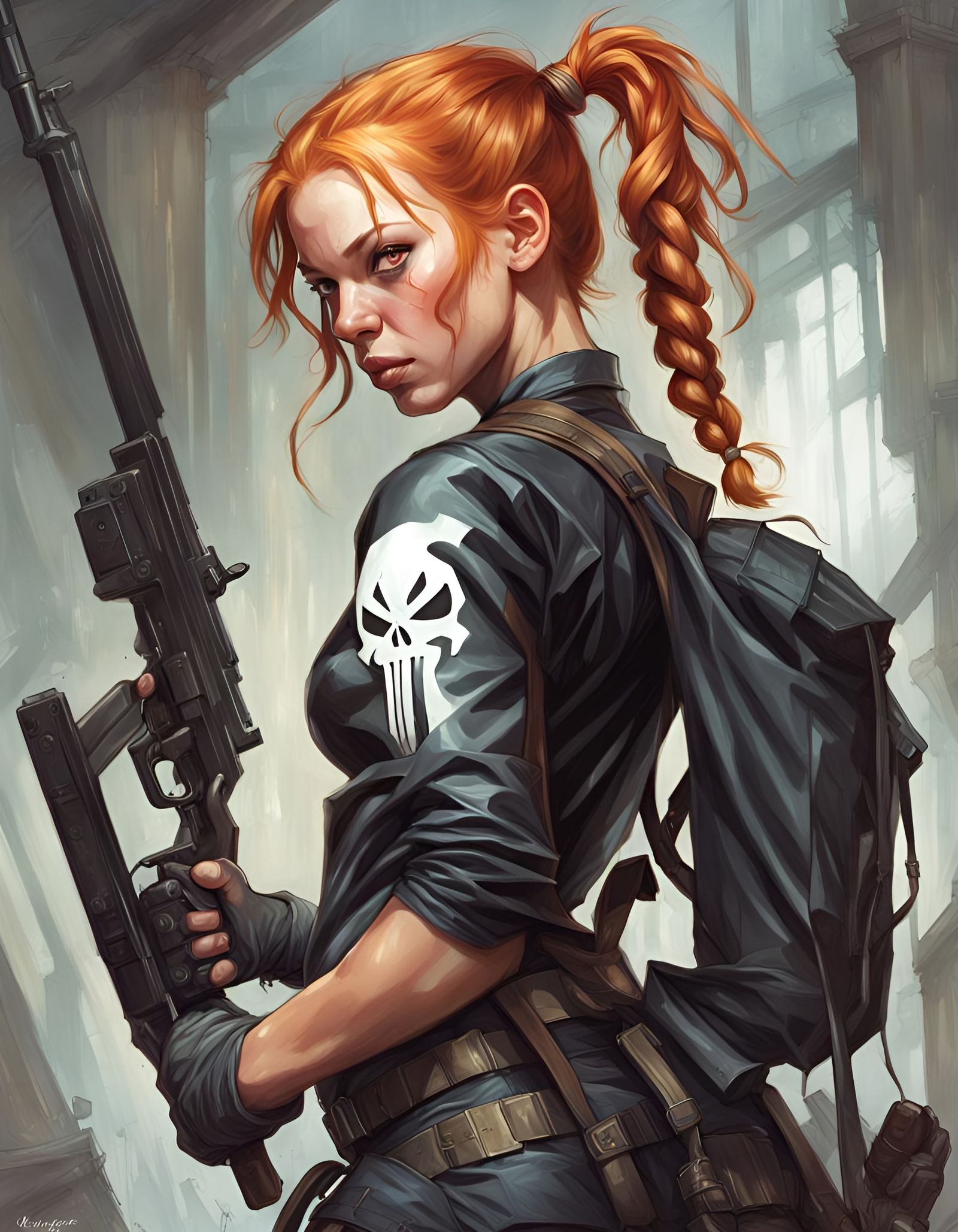 Pippi Longstocking as The Punisher: Digital Art