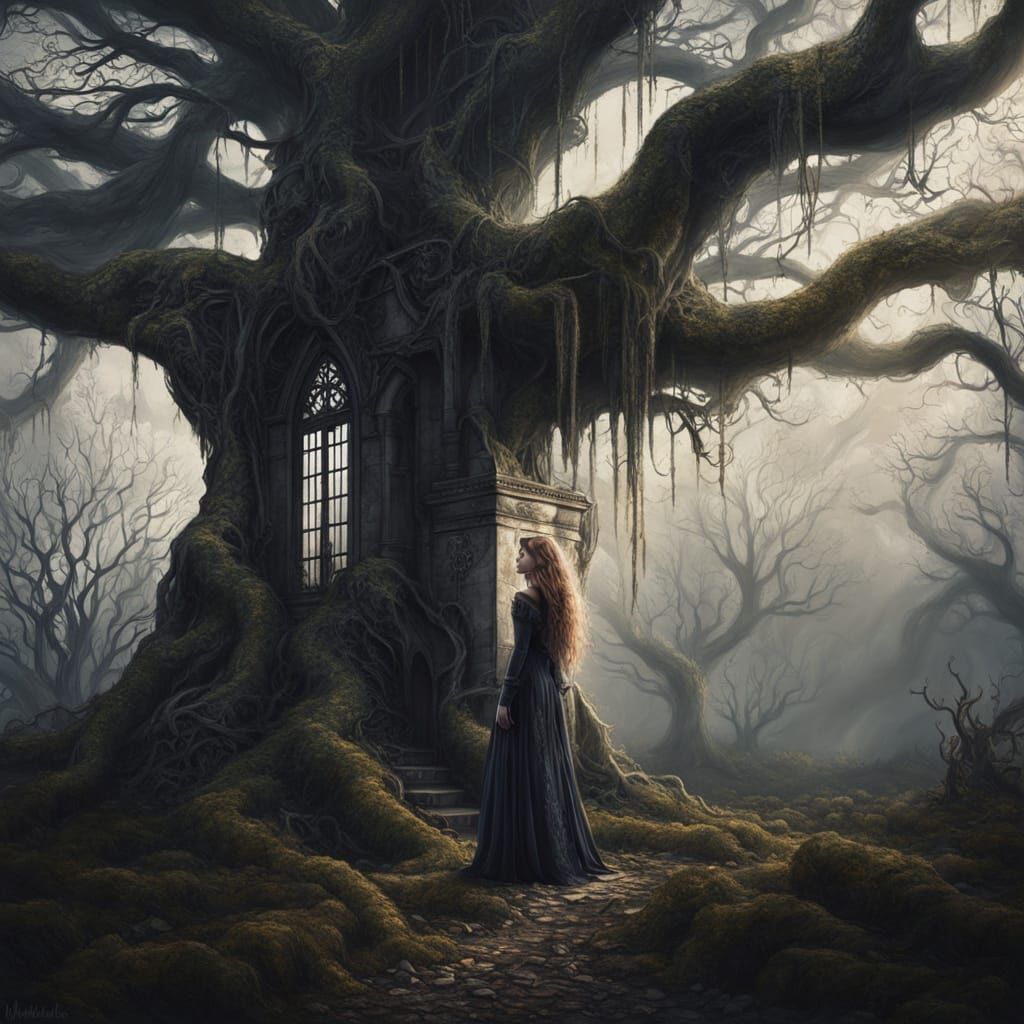 Rapunzel in Gothic Baroque Surrealism Style