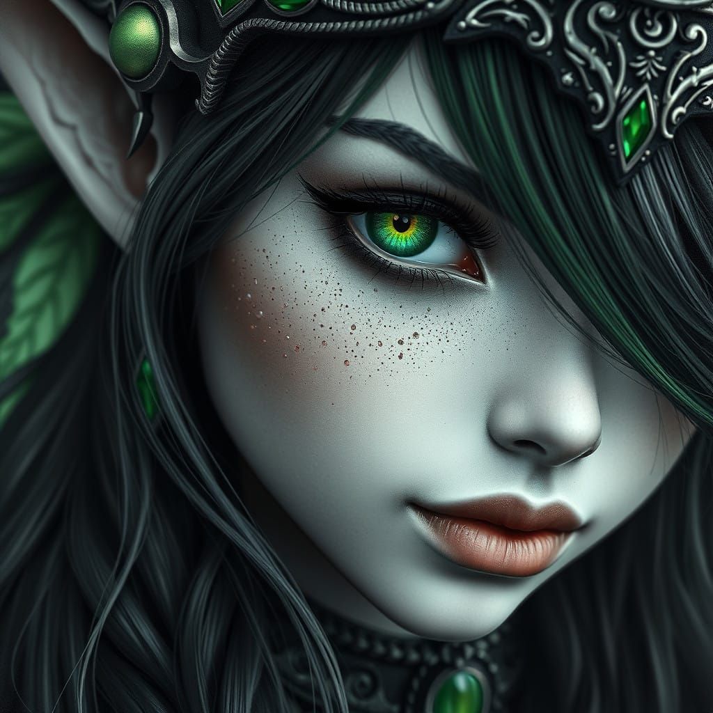 Medieval Fantasy Elf Princess Luna Moth Portrait