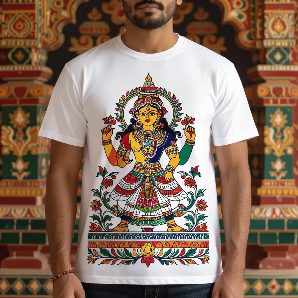 Kerala Mural Art Style T-Shirt Design