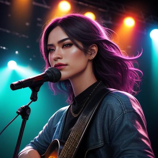 Singer Performing on Stage in Oil Painting Style