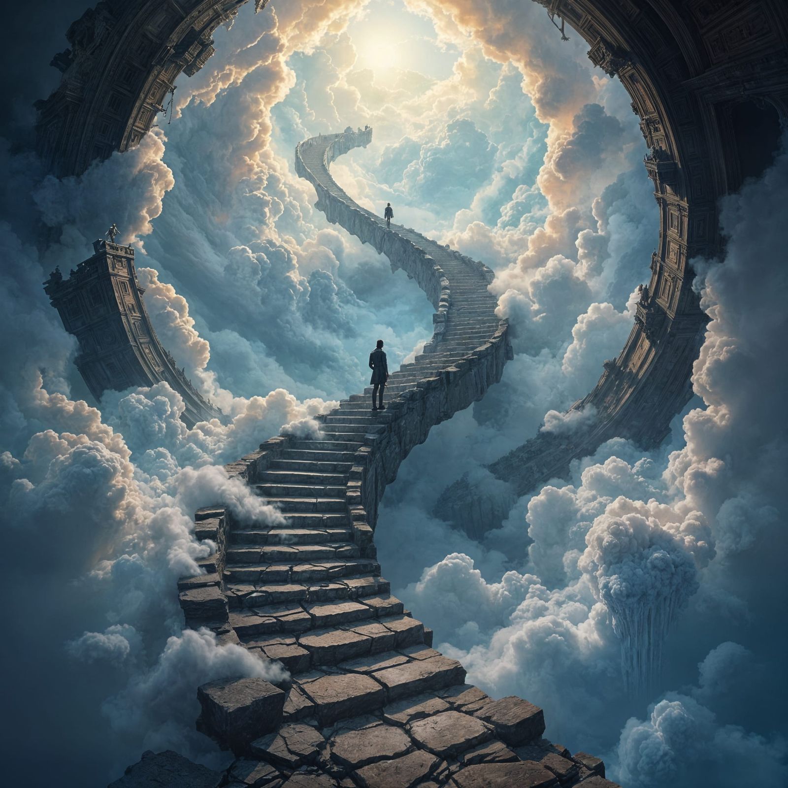 Endless Stairway: A Dreamlike Digital Painting