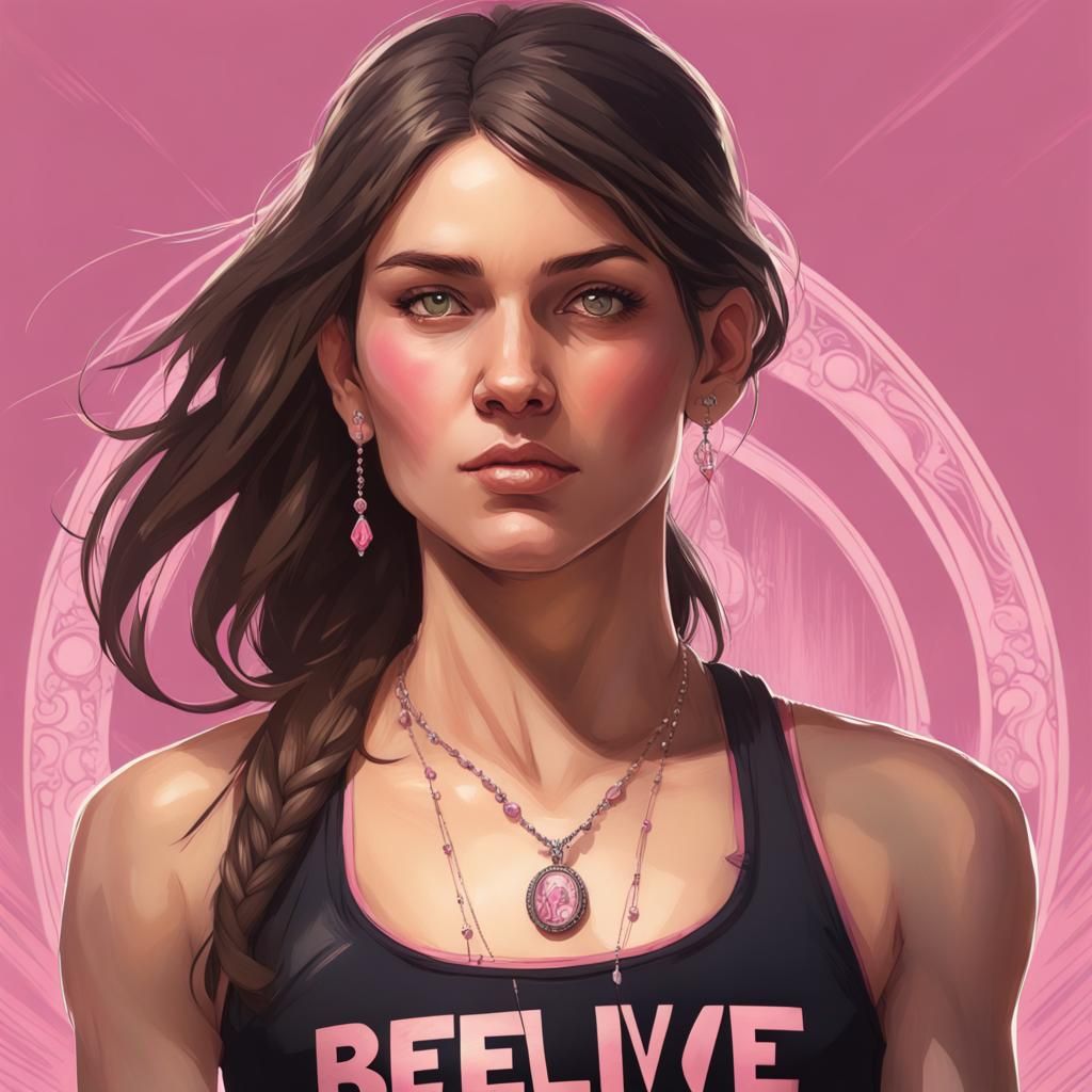 Young Brunette Runner Portrait in Art Nouveau Style