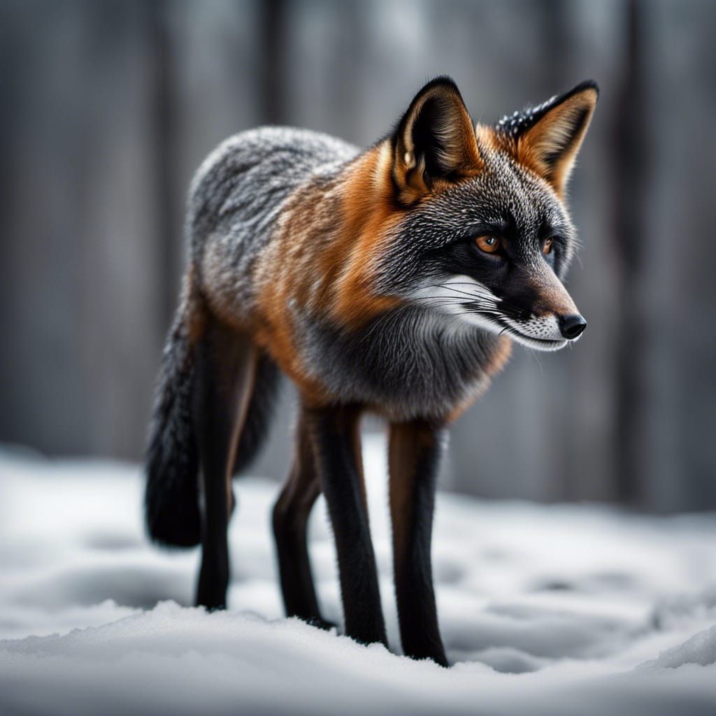 Hyperrealistic Black Fox Portrait in High Definition