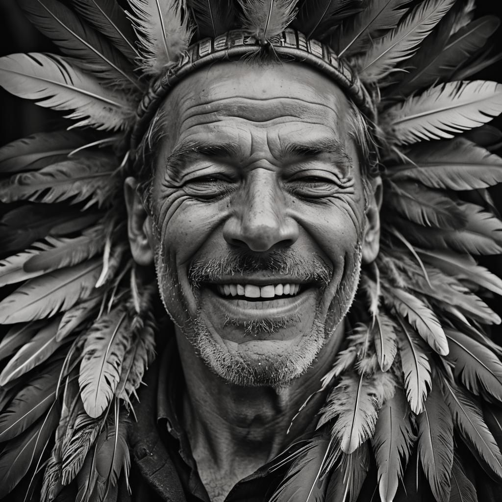 Monochrome Portrait of a Man with Third Eye