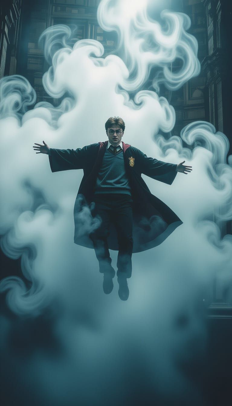 Harry Potter in Swirling Mist, Dark Fantasy Style