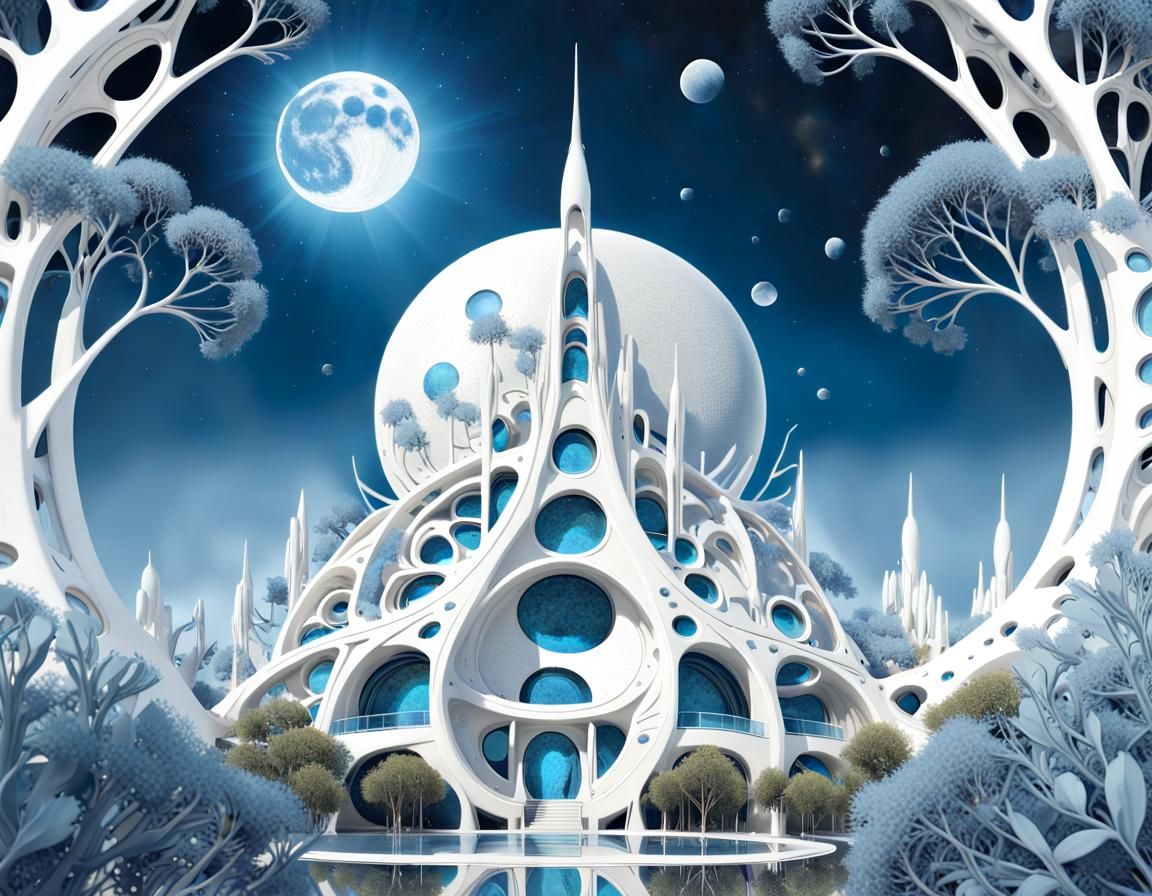 Cosmic Space City Integrated with Nature