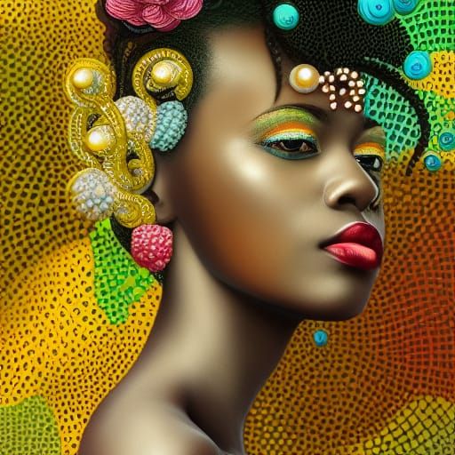 Elaborate Portrait of Woman with Flowing Chroma Hair