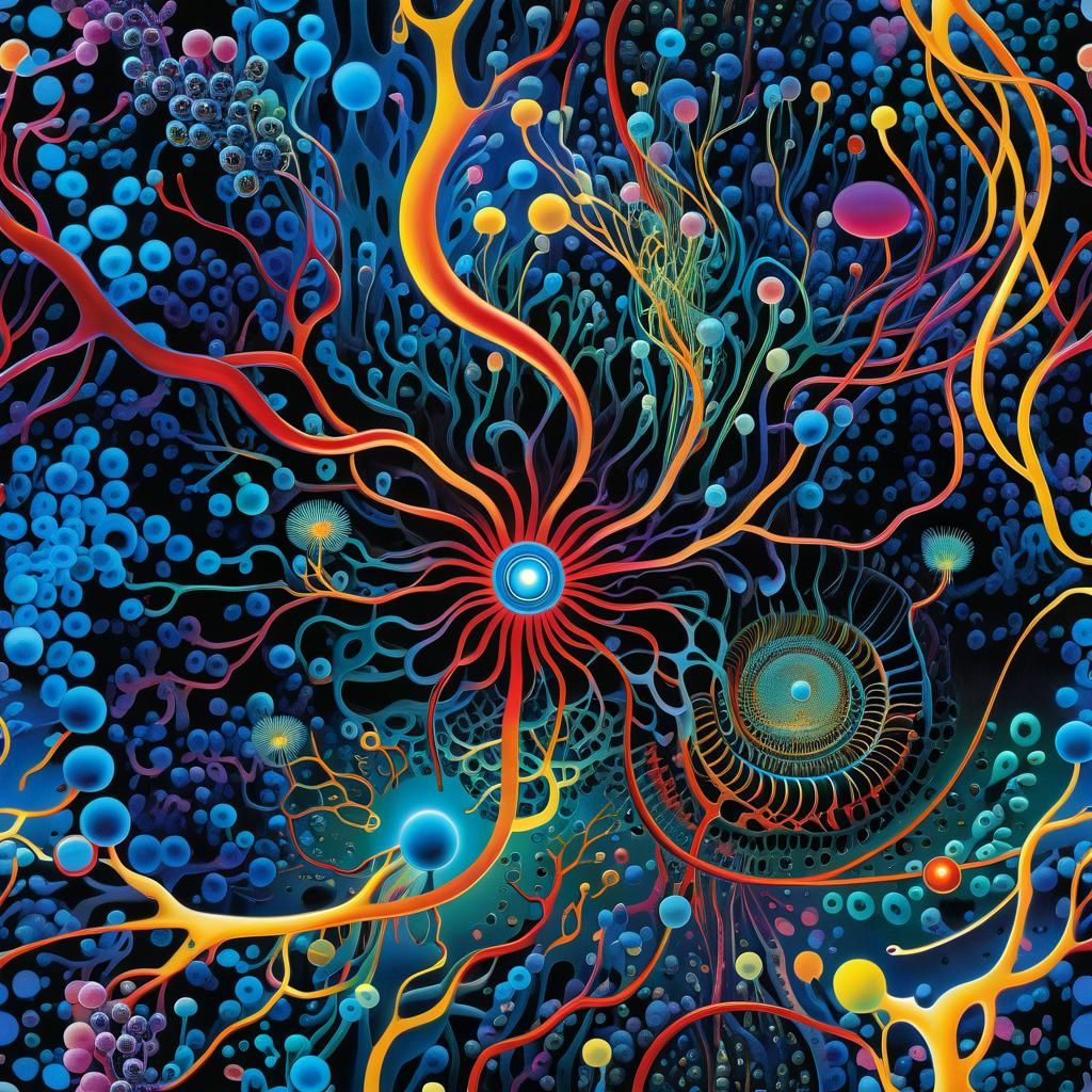 Intricate Digestive System Schematic in Fractal Art Style