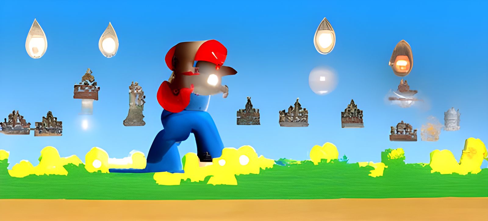 Super Mario in Eerie Holographic Town