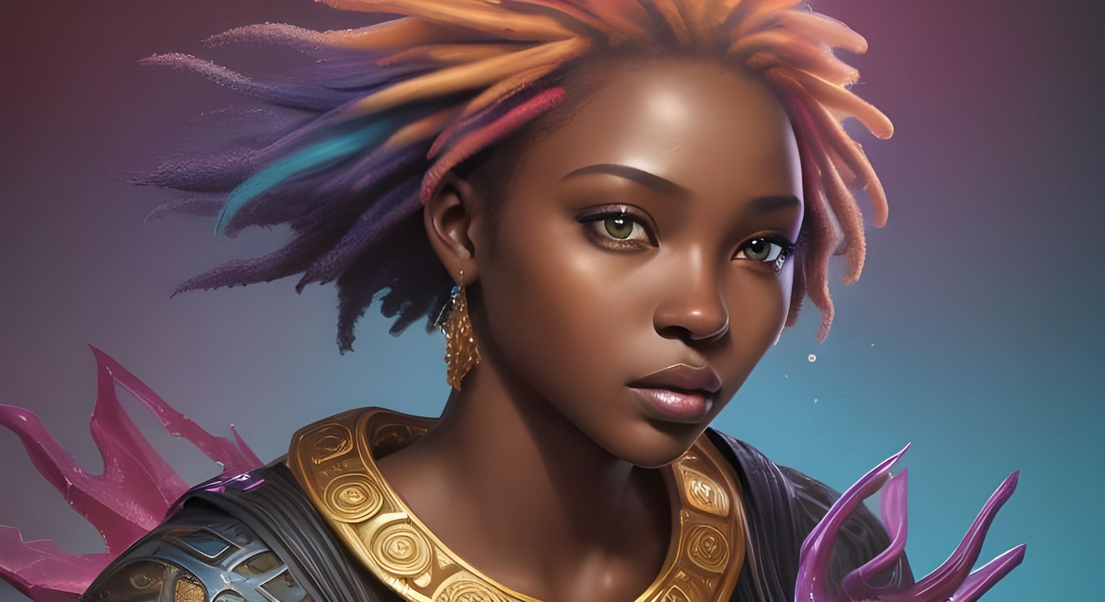 Hyperrealistic African Angel in Splash Art Style